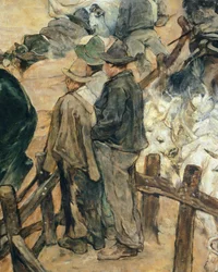 Marquage des jeunes taureaux en Maremma (détail)