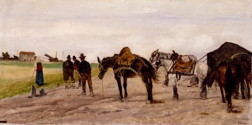 Chariot et paysans dans la campagne romaine