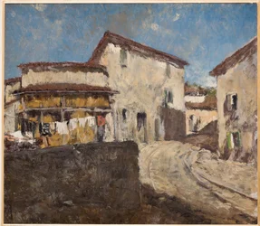 Route de campagne et maisons