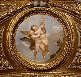 Amour. Peinture de Giovanni Romanelli (1601-1662) décorant le plafond de la salle Antonine, chambre des appartements d