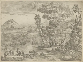 Paysage avec quatre joueurs de dés