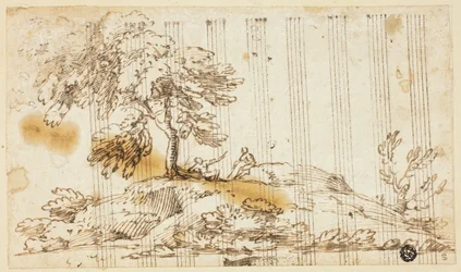 Deux hommes assis sous un arbre sur une colline