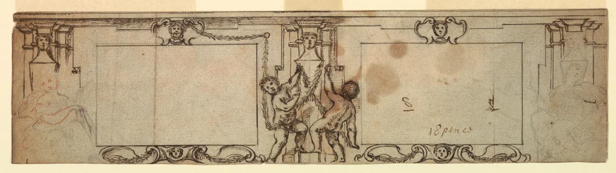 Dessin, projet de lambris sculpté, 1650