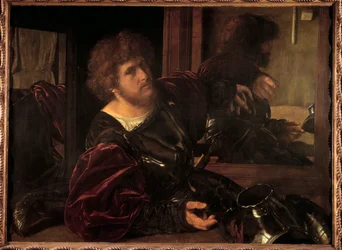 Autoportrait, anciennement appelé Portrait de Gaston de Foix. Peinture de Giovanni Girolamo Savoldo (1480-1548), École italienne, XVIe siècle, hauteur 0,91 x 1,23 m, Paris, musée du Louvre