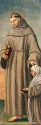 Saint François et le commissaire, charnière du triptyque représentant la Nativité avec les saints François et Barthélemy avec deux donateurs