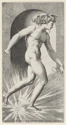 Planche 11 : Apollon chevauchant son char dans une niche, tourné vers la droite, d