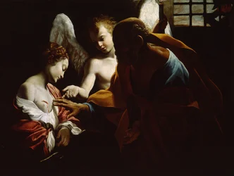 Sainte Agathe assistée par Saint Pierre et un ange en prison, vers 1614
