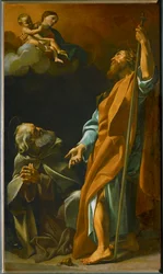 Sainte Marie apparaît aux ermites Paul et Antonius (peinture sur toile)