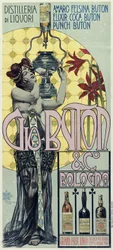 Affiche publicitaire de la distillerie de liqueur Gio Buton et C Bologna