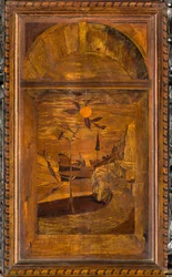 Chœur canonial en bois, incrusté par Giovanni Maria Platina 1484, stalle supérieure