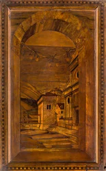 Chœur canonial en bois, Incrusté par Giovanni Maria Platina 1484, Stalle supérieure