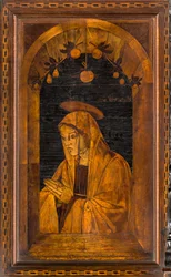 Chœur canonique lignaean, incrusté par Giovanni Maria Platina 1484, Stallo supérieur
