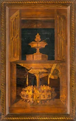 Chœur canonial en bois, Marqueterie par Giovanni Maria Platina 1484, Stalle supérieure