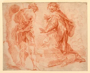 Dessin, figures debout et à genoux, 1735-1740