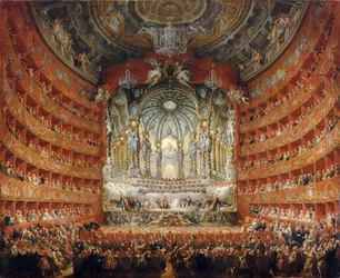 Fête musicale donnée par le cardinal de La Rochefoucauld au Teatro Argentina à Rome en 1747