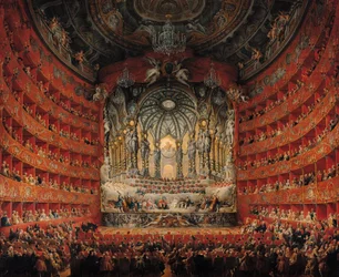 Concert donné par le cardinal de La Rochefoucauld au théâtre Argentina à Rome, lors du mariage de Louis le Dauphin, fils de Louis XV, avec Marie-Josèphe de Saxe, 1747
