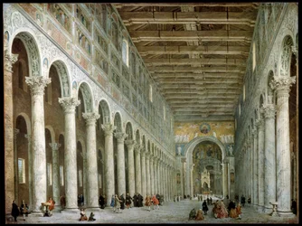 Intérieur de la basilique Saint-Paul-hors-les-Murs à Rome, c. 1750