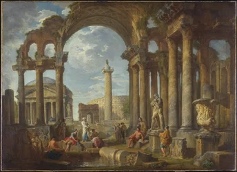 Un caprice de ruines romaines avec le Panthéon, vers 1755