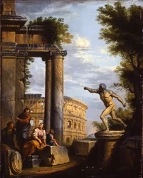 Capricci de ruines classiques avec des philosophes discutant