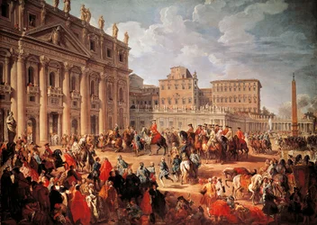 Charles III visitant la basilique Saint-Pierre, Rome