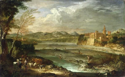La vallée de Trebbia avec le château de Rivalta, vers 1720