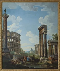 Un capriccio avec des personnages dans des ruines romaines