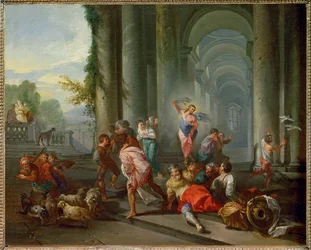 les marchands chassés du Temple (peinture sur toile)