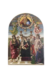 Madone et enfant en trône avec des saints