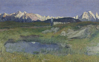 Paysage alpin au coucher du soleil
