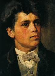 Autoportrait à 20 ans, par Giovanni Segantini (1858-1899), huile sur toile, 35x26 cm