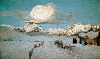 Triptyque de la Nature ou Engadine : "La Mort". Peinture de Giovanni Segantini (1858-1899) 1896-1899. Saint Moritz, Musée Segantini