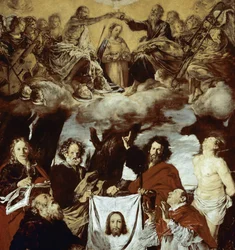 Le Couronnement de la Vierge, le voile de Véronique et des saints (détail)