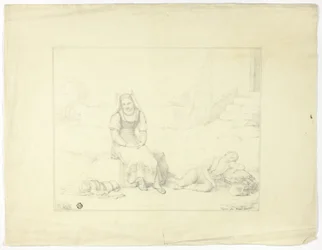 Paysanne Romaine et Enfants Endormis