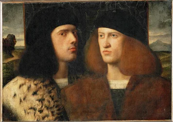 Deux jeunes hommes, peut-être Giovanni et Gentile Bellini ...