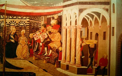 Frontal du Cassone Adimari représentant une scène de mariage devant le Baptistère, vers 1450