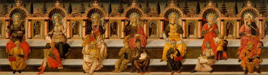 Les sept arts libéraux (Arithmétique, géométrie, musique, astrologie, logique, rhétorique et grammaire) - Peinture de Giovanni di Ser Giovanni