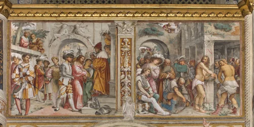 Nef centrale, cinquième travée sud, Christ devant Pilate, Flagellation du Christ, Jérôme Romanino