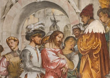 Nef centrale, cinquième travée sud, Christ devant Pilate, Girolamo Romanino