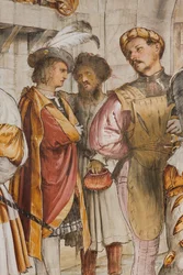 Nef centrale, cinquième travée sud, Christ devant Pilate, Girolamo Romanino