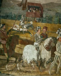 Le roi Christian et Bartolomeo Colleoni regardant un tournoi (fresque)