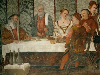 Visite du roi Christian de Danemark à Malpaga en 1474 (fresque)