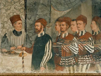 Visite du roi Christian de Danemark à Malpaga en 1474 (fresque)