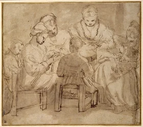 Femmes et filles assises autour d