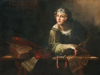 Représentation allégorique avec instruments de musique et notes, seconde moitié du XVIIe siècle