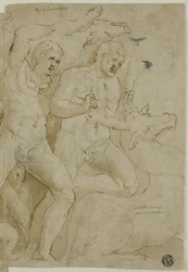 Relief de sarcophage antique avec les travaux d
