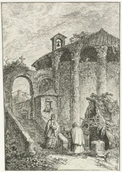 Vue de maisons et de ruines antiques en bordure de ville