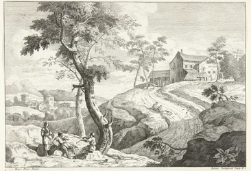 Paysage avec joueurs de flûte près d