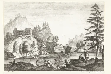 Paysage avec rivière et quelques figures (paysages italiens)