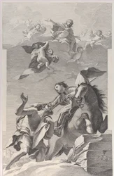 Saint Martin, à cheval, donnant son manteau à un mendiant, 1760-1800