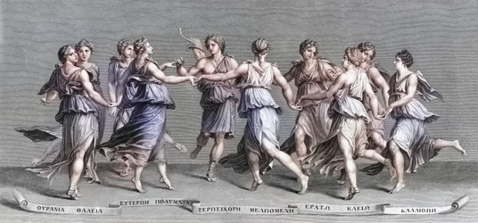 Apollon dansant avec ses neuf Muses olympiennes